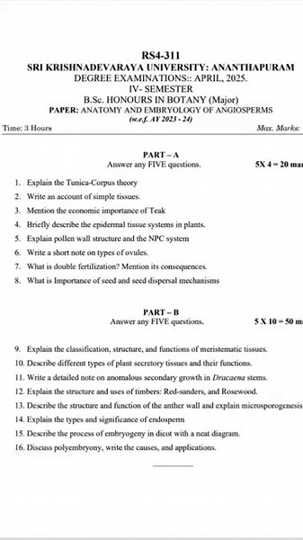 ANATOMY AND EMBRYOLOGY OF ANGIOSPERMS