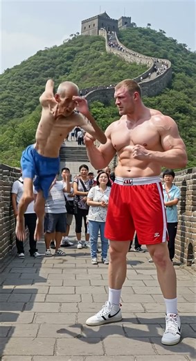 The kung fu master's aerial spinning kick is amazing. #fight