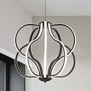 CHYING Modern Black Chandelier with Remote Control, 10-Light 100W 3-Color Temperature Dimmable LED Chandelier for Living Room, Hanging Adjustable Pendant Light for Dining Room Kitchen Entryway Foyer