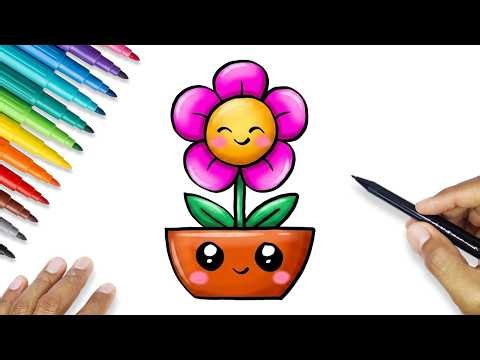 FLOWER DRAWING AND COLOURING | HOW TO DRAW FLOWER