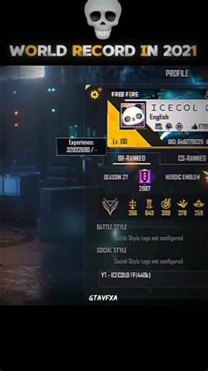 FREE fire Old playar world record
