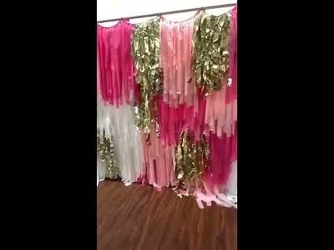How to create a party Fringe Backdrop from plastic tablecloths DIY