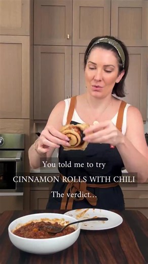 After hundreds of DM’s you talked me into trying the famous mid west Cinnamon Rolls & Chili. After my last batch of soft homemade cinnamon rolls I made a batch of chili & the verdict…this sweet & salty combo is incredible!!! Highly recommend 5 ⭐️ Comment “RECIPE” & I’ll send you my chili & cinnamon rolls recipes. Side note: my fave cinnamon roll flavor was pumpkin for the chili https://thesaltycooker.com/easy-beef-chili/ https://thesaltycooker.com/the-best-soft-and-fluffy-cinnamon-rolls-with-cre