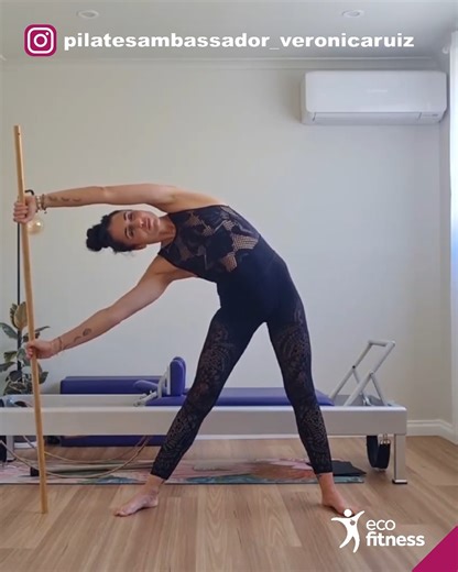 Stretch & Alignment with stick 🌿 1. Side bend. ▪︎ take your time to touch the ground. Focus on reach out as much you no moving the hips. 2. Twist, the saw. ▪︎ square the hips. Press the floor and reach to the ceiling. 3. Control and Balance. ▪︎build stability- strength before stretch 4. Lunge. ▪︎on't rest over the thigh 5. Stretch-squat combo. ▪︎press knees back against the pole 6. Spine stretch forward. • keep the space stomach-thigh stretching forward 7. Hips mobility Twisted torso. • lift th