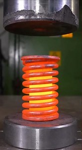 Glowing Spring vs Hydraulic Press – Perfect Compression 🔥 #shorts #hydraulicpress #satisfying #metal
