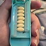 JohnBee Pill Cutter Splitter for Small and Tiny Pills. Adjustable Pill Splitter Accurately Cuts Multiple Pills at Once. Sharp Blade with Safety Guard. Non-Slip Silicone Edge (Dark Blue)