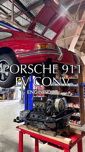 Removing the engine from a Porsche 911T. The final step in it's preparation for RHD & EV conversion. #porsche #porsche911 #classiccars | Modern Classic Cars Foundation Ltd