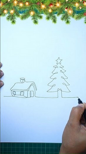 One Line Christmas Art ✏️ | Beautiful Christmas Tree Drawing