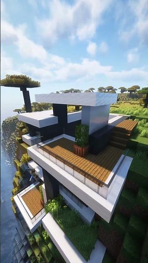 Easy Modern Cliffside Mansion | Rate from 1-10? #minecraft #minecraftbuilding #minecrafthouse