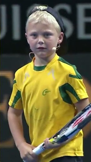 6-year-old Cruz Hewitt hits with Roger Federer
