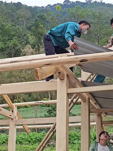 The new kitchen was erected and the roof was covered