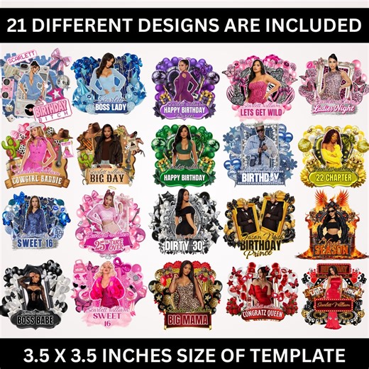 Birthday Design Template Bundle, Styrofoam Cup Stickers Templates, 20 celebration Sticker Birthday Design Template Bundle,shot Glass Sticker - Etsy