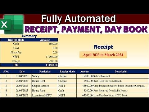 Daybook Entry in Excel | Payment Entry Receipt Entry in Excel
