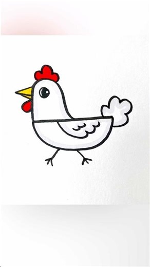 Super easy hen drawing | easy animals drawing for kids #chicken #stepbystep #artforkids #kidsvideo