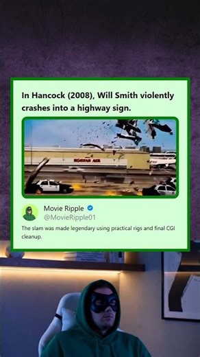 Hancock 2008 Will Smiths Violent Crash Into a Highway Sign