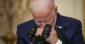 Biden stumbles on podium stairs at Philadelphia event