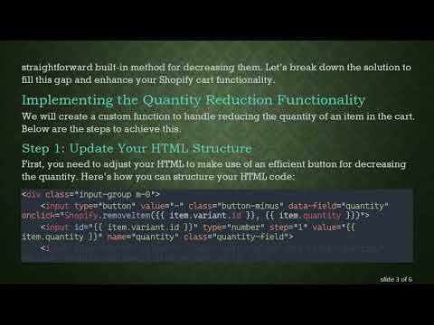 How to Implement an Ajax Quantity Reduction Function in Your Shopify Cart