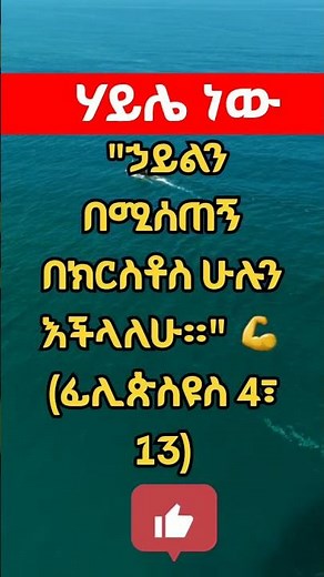 ፊልጵስዩስ 4:13 "ኃይልን በሚሰጠኝ በክርስቶስ ሁሉን እችላለሁ።" 💪 #amharicbiblestory #biblestories #biblememory #መጽሐፍቅዱስ