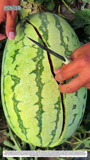 Field Harvesting: How Careful Cutting Reveals the Fresh Red Interior of Watermelon