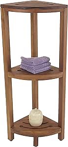 AquaTeak Patented Kai Corner 3 Shelf Corner Stand with Square Legs