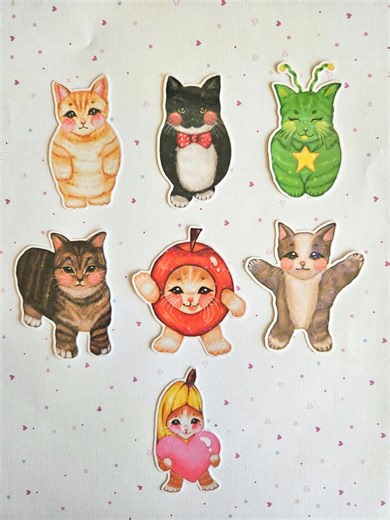 Meme Cat Stickers, Sparkly Holographic Effect, Choose 7 Designs - Etsy