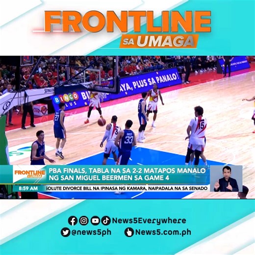 332K views · 4K reactions | #FrontlineSaUmaga I Tabla na ang #PBA Philippine Cup finals matapos talunin ng San Miguel Beermen ang Meralco Bolts sa game four. #News5 I via Ian Suyu For more latest stories, visit us at www.news5.com.ph | News5 | Facebook