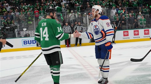 Oilers and Stars exchange handshakes