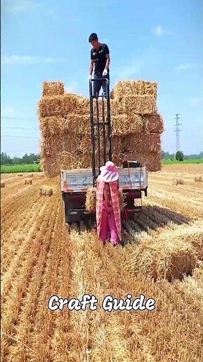 The Process of Loading Corn Stalk Bales with a Mini Hoist