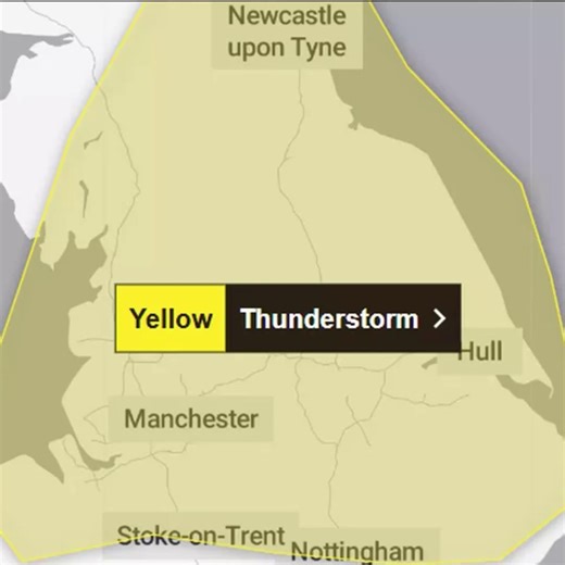 Scattered thunderstorms may cause disruption Saturday afternoon (June 21) and into the evening and night, with a yellow warning in place from 3pm tomorrow until 4am on Sunday (June 22) | Manchester Evening News