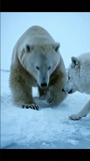 SHOCKING! Arctic Wolf vs. Giant Polar Bear - Unbelievable Survival! #wildlife #animals