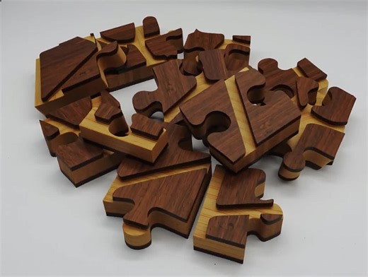 Bamboo Cross Interlocking Puzzle – 12″ × 8″ Hand‑crafted 3D Wooden Montessori-style Toy - Etsy