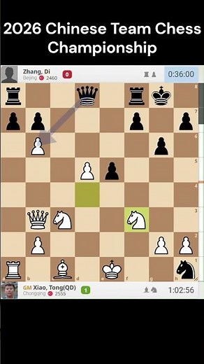 2026 Chinese Team Chess Championship Round-2 Xiao Tong(QD)-2555 VS Zhang Di-2460 #chess2026 #chess