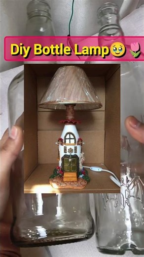 diy lamp from waste glass bottle 🥹🌷 #diy #lamp #shorts