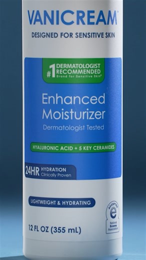 Introducing Vanicream Enhanced Moisturizer 💚💙 Our newest solution for sensitive skin is formulated with hyaluronic acid, five key ceramides, and glycerin for full-body hydration that lasts up to 24 hours. Pre-order now online on Amazon and Ulta Beauty today. 🛒✨ 🔗https://www.vanicream.com/product/enhanced-moisturizer #vanicream #sensitiveskincare | Official Vanicream