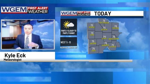 4.1K views · 12 reactions | While much of today's rain has ended, a stray shower is possible this evening and overnight. Tomorrow and Wednesday will bring a slight chance for a rain shower or two and by Thursday, skies will turn sunnier. Tune-in to WGEM News at Noon with Meteorologist Kyle Eck for the rundown on when our next storm system arrives. wgem.com/weather | WGEM News - The Tri-States' News Leader | Facebook