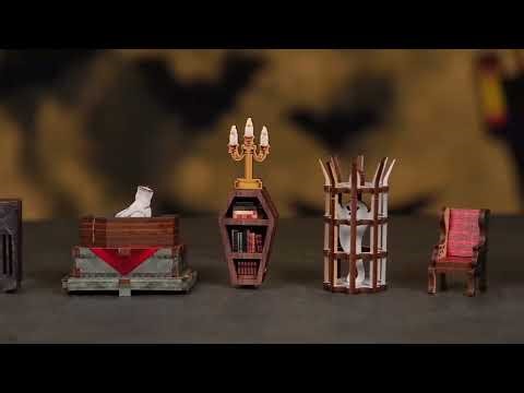 Book Nook Kit Dark Family DIY Wooden Puzzle Gothic style Halloween Bookshelf Dollhouse Model Bookend