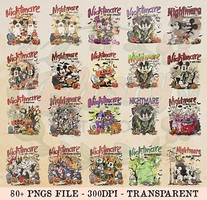 Retro Halloween Cartoon PNG Clipart Bundle: Spooky Characters (digital Download) - Etsy