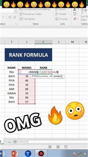 rank formula in excel 😳🔥 #excel #viral #short