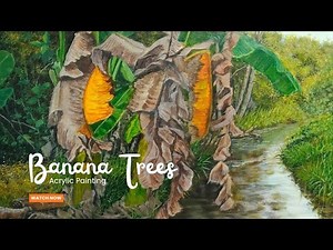How to Draw Banana Trees / Acrylic Painting: OVAL art
