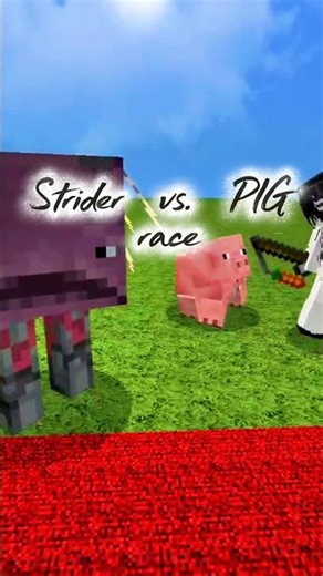 Strider vs Pig race in Minecraft😝 #shorts #funny #viral #minecraft