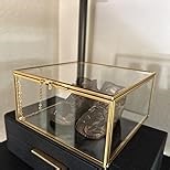 Vintage Glass Box with Lid - Clear Jewelry Glass Display Box Keepsake Box - Home Decor Decorative Box for Trinket Rings Bracelet (Gold, X-Small)