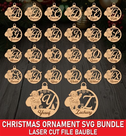 Christmas Ornament SVG Bundle | Santa Name Bauble Glowforg Laser Cut Files - Etsy Australia