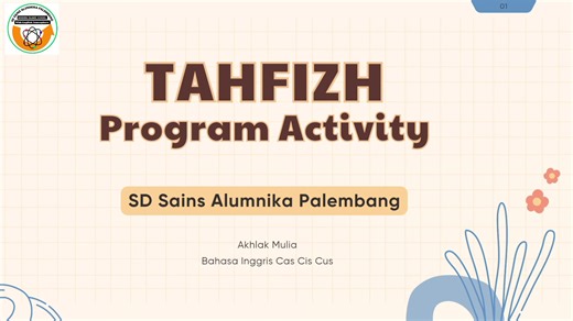 Assalamu'alaikum wr. wb. Hallo Everyone👋🤗 Welcome to SD Sains Alumnika Palembang 😀 Akhlak Mulia, Bahasa Inggris Cas cisc cus😍 In the tahfizh program at Sains Alumnika Palembang Elementary School, there is a murojaah activity by connecting verses, let's watch the following video👇😃😍 Hallo teman Semuanya🤗 Selamat datang di SD Sains Alumnika Palembang, Akhlak Mulia Bahasa Inggris Cas Cis Cus...😍 Pada Program tahfizh di SD Sains Alumnika Palembang terdapat kegiatan murojaah dengan menyambung