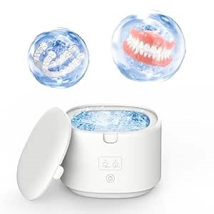 360° Ultrasonic Deep Clean Machine, 30W/45kHz for Dentures, Mouth Guards, Aligners, Braces – 230ml Portable Vibration-Powered Cleaner