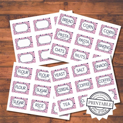 Pantry Labels Printable Set 36 Kitchen Label Stickers on 8.5x11 Sheets 2x3 Inch Pantry Organization Labels Preppy Printable Pantry Tags - Etsy Canada