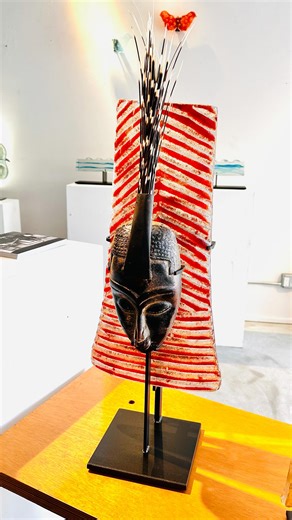 12 reactions | Chevron Serafina 28 x 12 x 9 The rear glass is from an African shield, and the face cast from an African wedding mask. Shield behind and Mask before, Serafina needs assurance and protection from none. She presents herself with aloof untouchability, a proud presence completely sure of herself and her enduring beauty. @marleneroseglass | Marlene Rose | Facebook