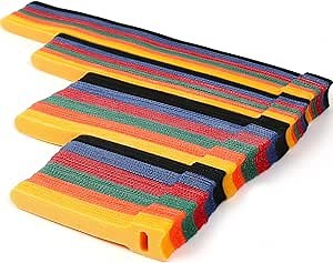 Cable Ties 180PCS, 4+6+8+10 inch Reusable Multi-Colour Cable Ties Wire Ties Cord Organizer Cable Organizer Adjustable Cable Management for Cable Management (4+6+8+10 Inch(Colorful))