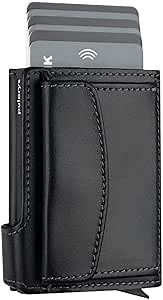 pularys Mini Wallet LONDON - Credit Card Holder Made of Italian Leather - RFID blocking - Up to 9 Card Slots - Coin Pocket - For Men and Women - Classic Design