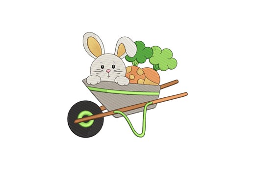 Rabbit With Cart Embroidery Design, Rabbit Machine Embroidery Design, 4 Sizes, Instant Download File - Etsy