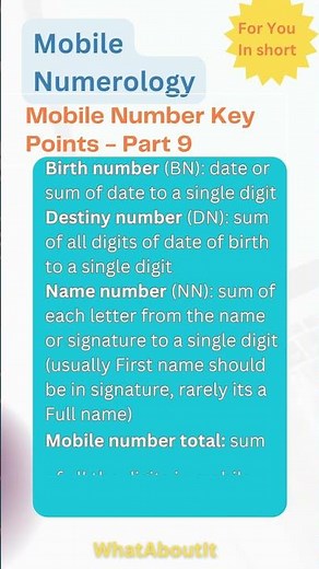 Mobile Numerology | Key Points | Part 9 | Key Numbers